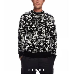 Scotch and soda all over jacquard crewneck printed black and white sweater